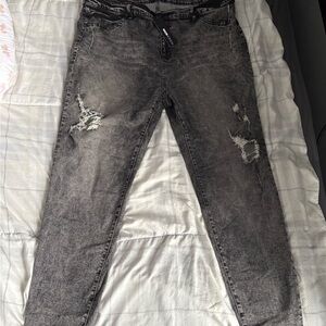 Fashion Nova Charcoal Distressed Skinny Jeans